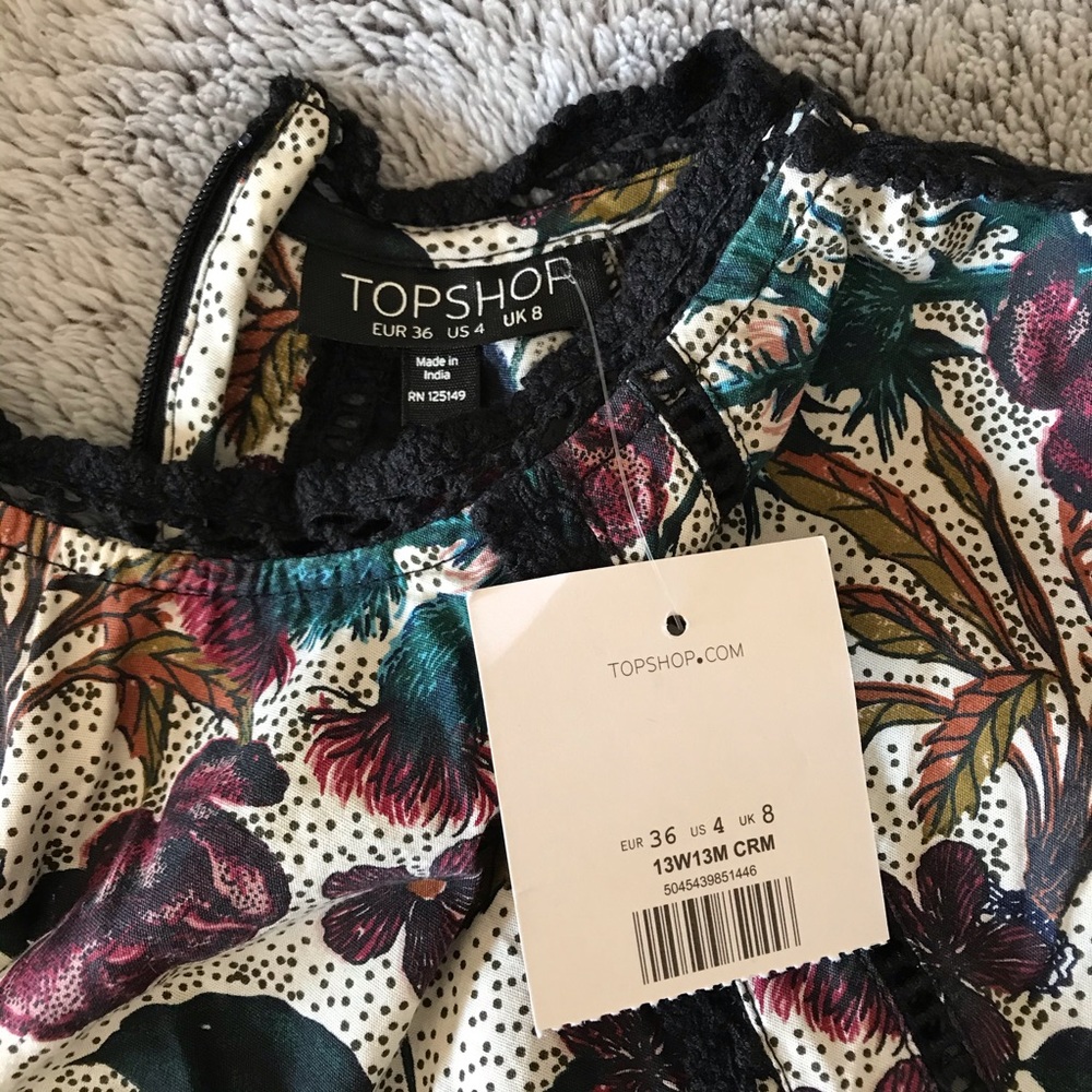 TOPSHOP Floral Cotton Long Sleeve Top Size 4 NWT - Picture 12 of 13
